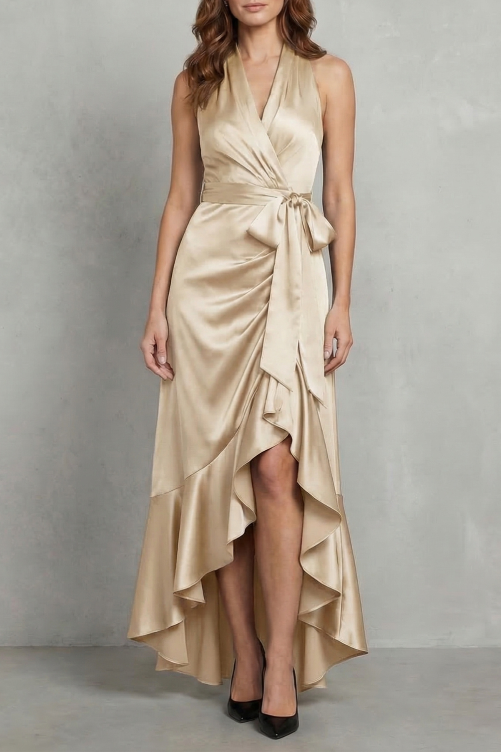 Noctavelle – Satin drapierte Silhouette – Langes Abendkleid