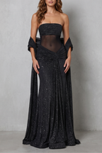 Paulisse – Sheer sequin allure – Maxi dress