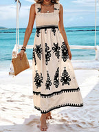 ✨2026 Fashion New 50% OFF💝Womens Casual Sleeveless Square Neck Floral Aline Smocked Dresses with Pockets