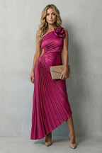 Felicity – Statement-Eleganz – Plissiertes Maxikleid mit One-Shoulder-Träger für Damen
