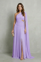 Sylvarine – Ätherischer Chiffon-Drapé – Maxikleid