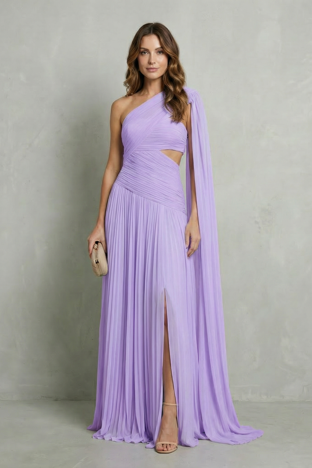 Sylvarine – Ätherischer Chiffon-Drapé – Maxikleid