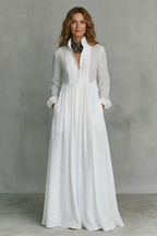 Lunarelle – Timeless minimalism – Mao collar maxi dress
