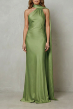 Orlianne – Drapierter Wasserfallausschnitt – Meerjungfrauenkleid aus Satin