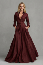Verona – Langärmeliges Maxikleid mit Kragen