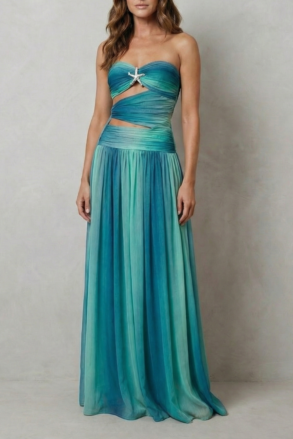 Zafrina – Sunset ombré allure – Strapless maxi dress