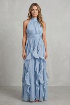 Rosamira – Geraffte Chiffon-Eleganz – Maxikleid