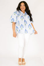 Breathe In The Air Top, Blue Stripe