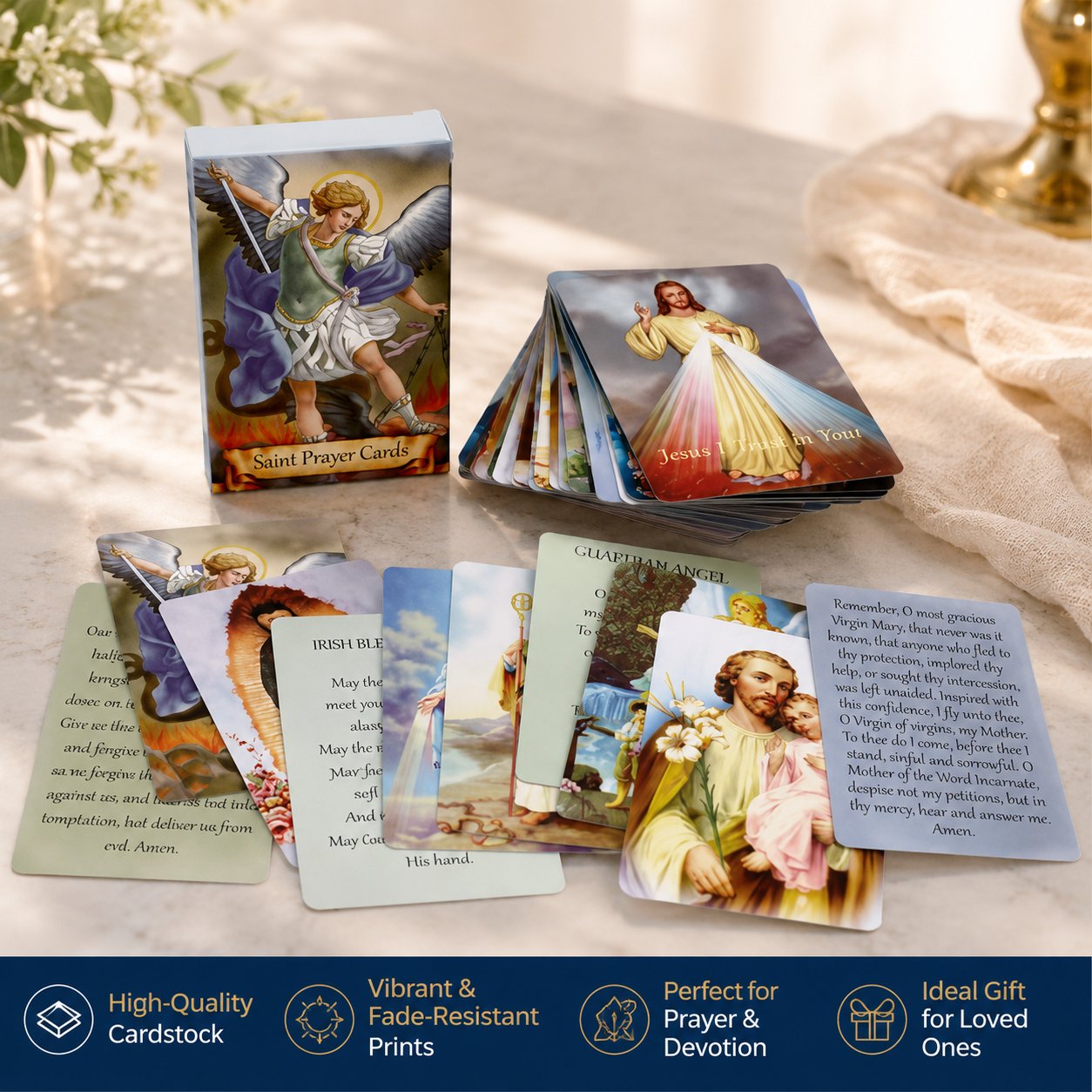 ✝🙏Katholischer Heiligenkartenhalter aus Kunstleder – Taschen-Gebetskartenorganizer mit Druckknopfverschluss