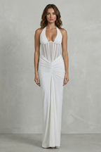 Verity – Sculpted allure – Women’s Halter Neck Corset Maxi Dress
