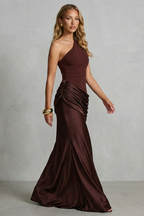 Seraphielle – Satin-drapierte Eleganz – Maxikleid mit One-Shoulder-Träger