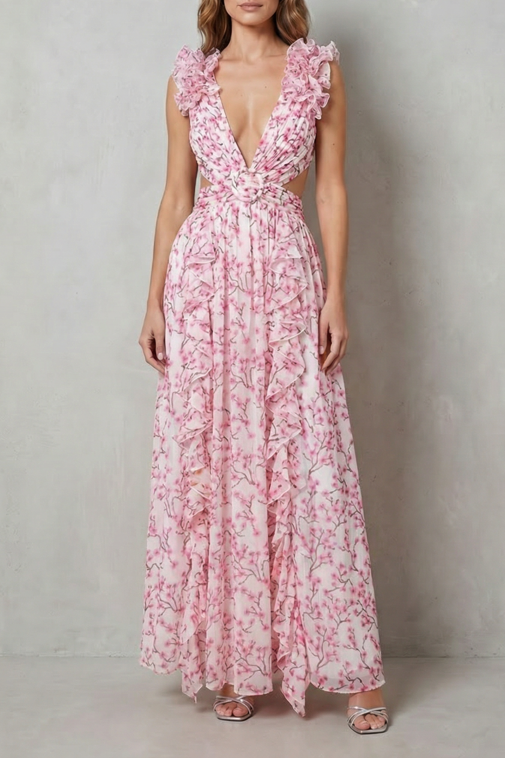 Elizara – Gerüschte Blumenromantik – Maxikleid