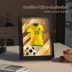 🏆Fußball-Legenden 3D Rahmen⚽: DIY Klemmbaustein-Set mit warm-weißen LEDs