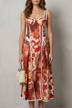 Floréva – Paisleymuster-Blumencharme – Midikleid