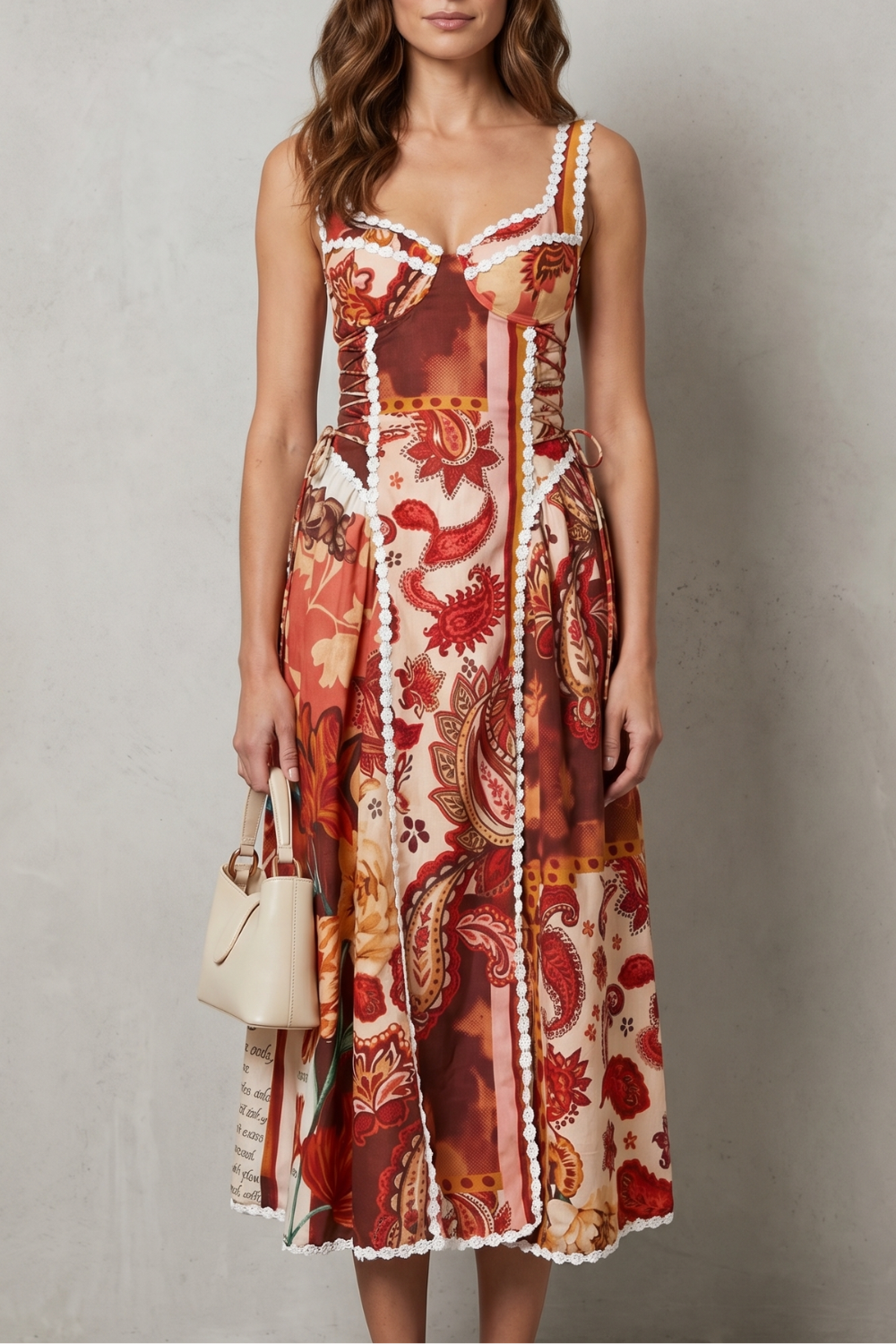 Floréva – Paisleymuster-Blumencharme – Midikleid