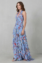 Belladina – Romantic rose cascade – Halter maxi dress