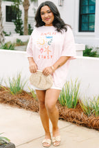 Coastal Girl Boyfriend Tee, Cream Pink