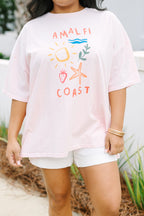 Coastal Girl Boyfriend Tee, Cream Pink