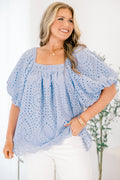 Cozy Love Top, Blue Eyelet