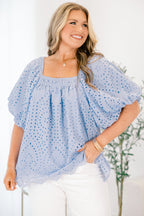 Cozy Love Top, Blue Eyelet
