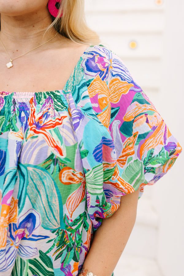 Cozy Love Top, Lavender Tropical