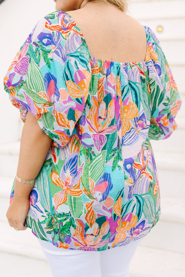 Cozy Love Top, Lavender Tropical