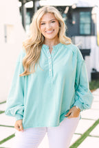 Crimson Sunset Pullover, Aqua