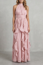 Rosamira – Geraffte Chiffon-Eleganz – Maxikleid