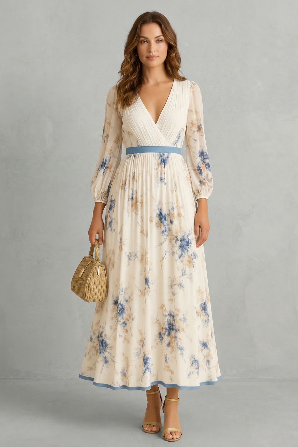 Esméline – Romantische Plissees – Florales Maxikleid