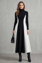 Mariveille – Geformter Kontrastfluss – Rollkragenkleid