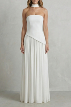 Celestara – Sculpted draped slit – Strapless maxi dress