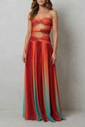 Zafrina – Sunset ombré allure – Strapless maxi dress