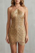 Zarielle – Liquid gold shimmer – Fringe mini dress
