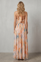 Vivienne – Neckholder-Maxikleid aus Aquarellstoff
