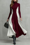 Mariveille – Geformter Kontrastfluss – Rollkragenkleid