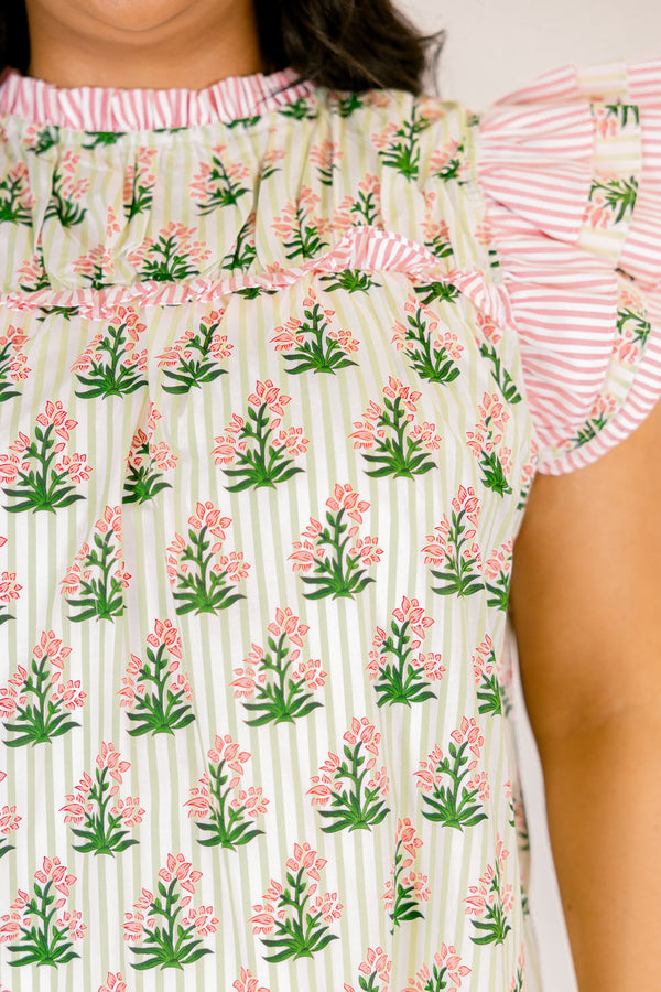 Daisy Dreams Top, Rosa-Weiß