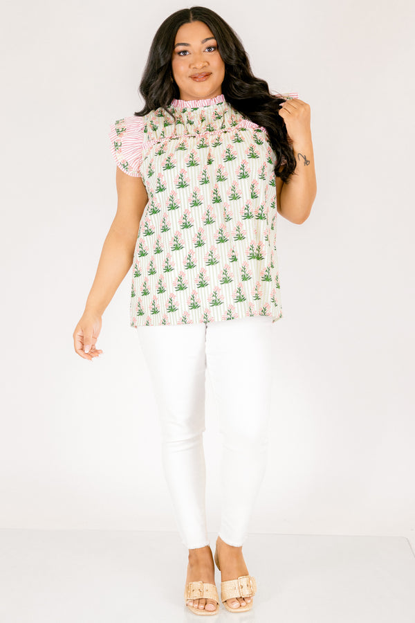 Daisy Dreams Top, Rosa-Weiß