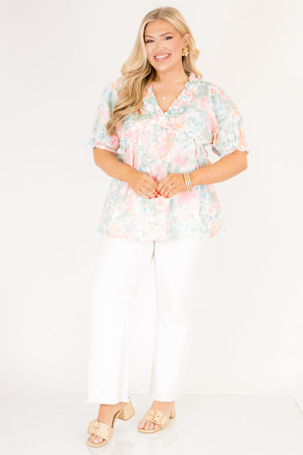 Dancing For Fun Top, Peach Floral