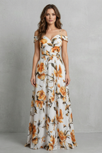 Aurielle – Off-shoulder floral grace – Maxi dress