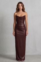 Albienne – Geformtes Kunstleder – Maxikleid