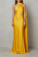 Orlianne – Drapierter Wasserfallausschnitt – Meerjungfrauenkleid aus Satin