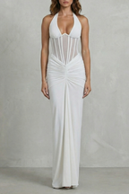 Verity – Sculpted allure – Women’s Halter Neck Corset Maxi Dress