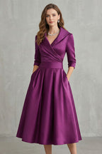 Élodianne – Draped collar elegance – Midi dress