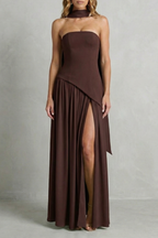 Elarisse – Asymmetric drape accent – Strapless formal gown