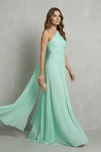 Sylvarine – Ätherischer Chiffon-Drapé – Maxikleid
