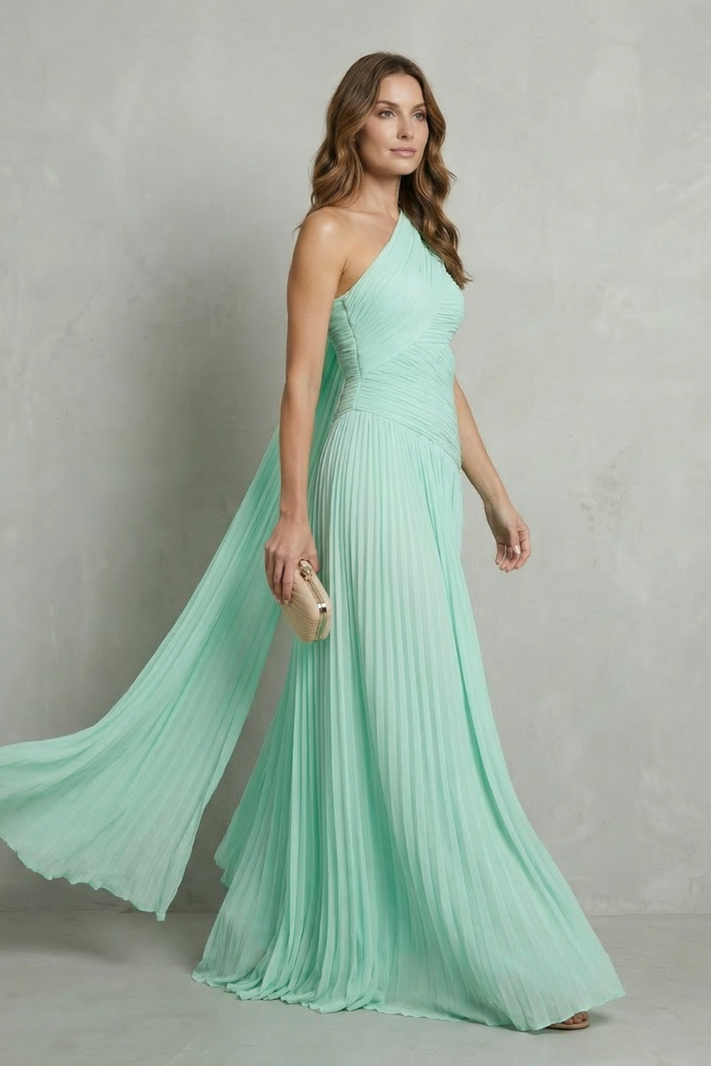 Sylvarine – Ätherischer Chiffon-Drapé – Maxikleid