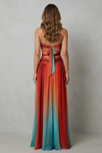 Zafrina – Sunset ombré allure – Strapless maxi dress