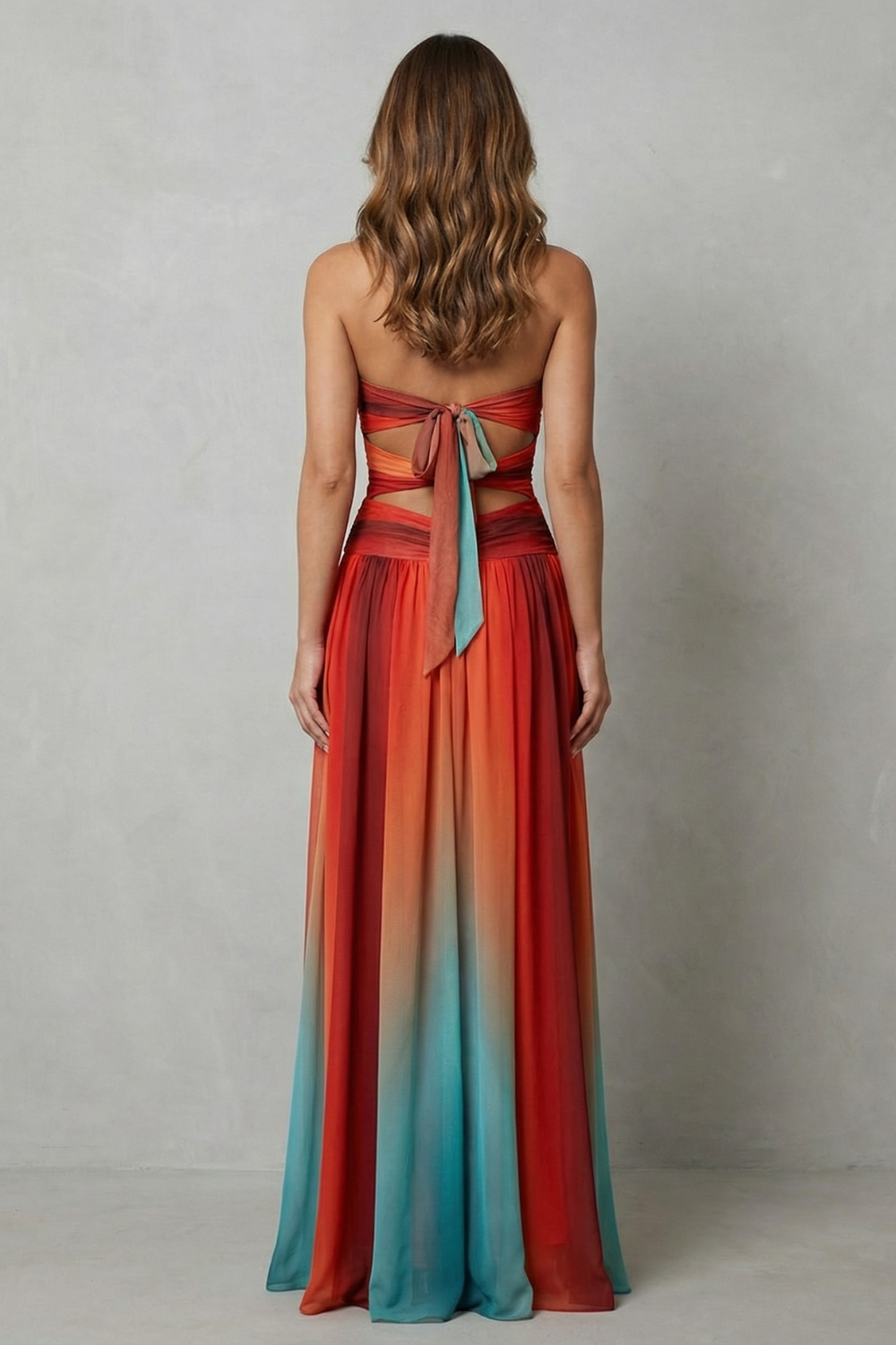 Zafrina – Sunset ombré allure – Strapless maxi dress