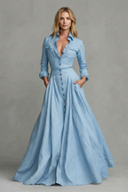 Verona – Langärmeliges Maxikleid mit Kragen