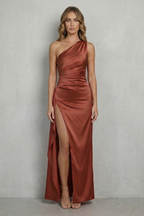 Scarlette – Liquid satin drape – One-shoulder evening gown